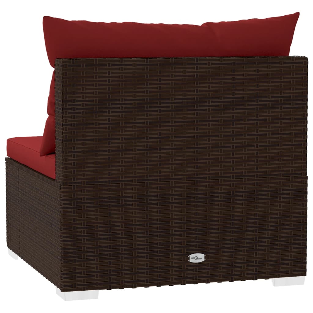 NNEVL Garden Middle Sofa with Cushions Brown Poly Rattan-4
