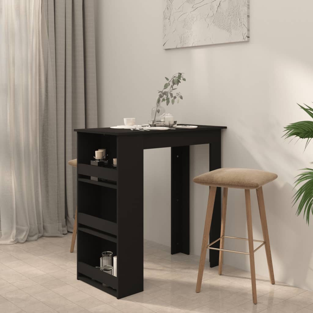 NNEVL Bar Table with Storage Rack Black 102x50x103.5 cm Chipboard-3