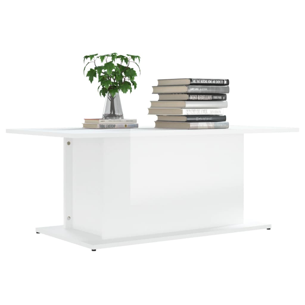 NNEVL Coffee Table High Gloss White 102x55.5x40 cm Chipboard-2