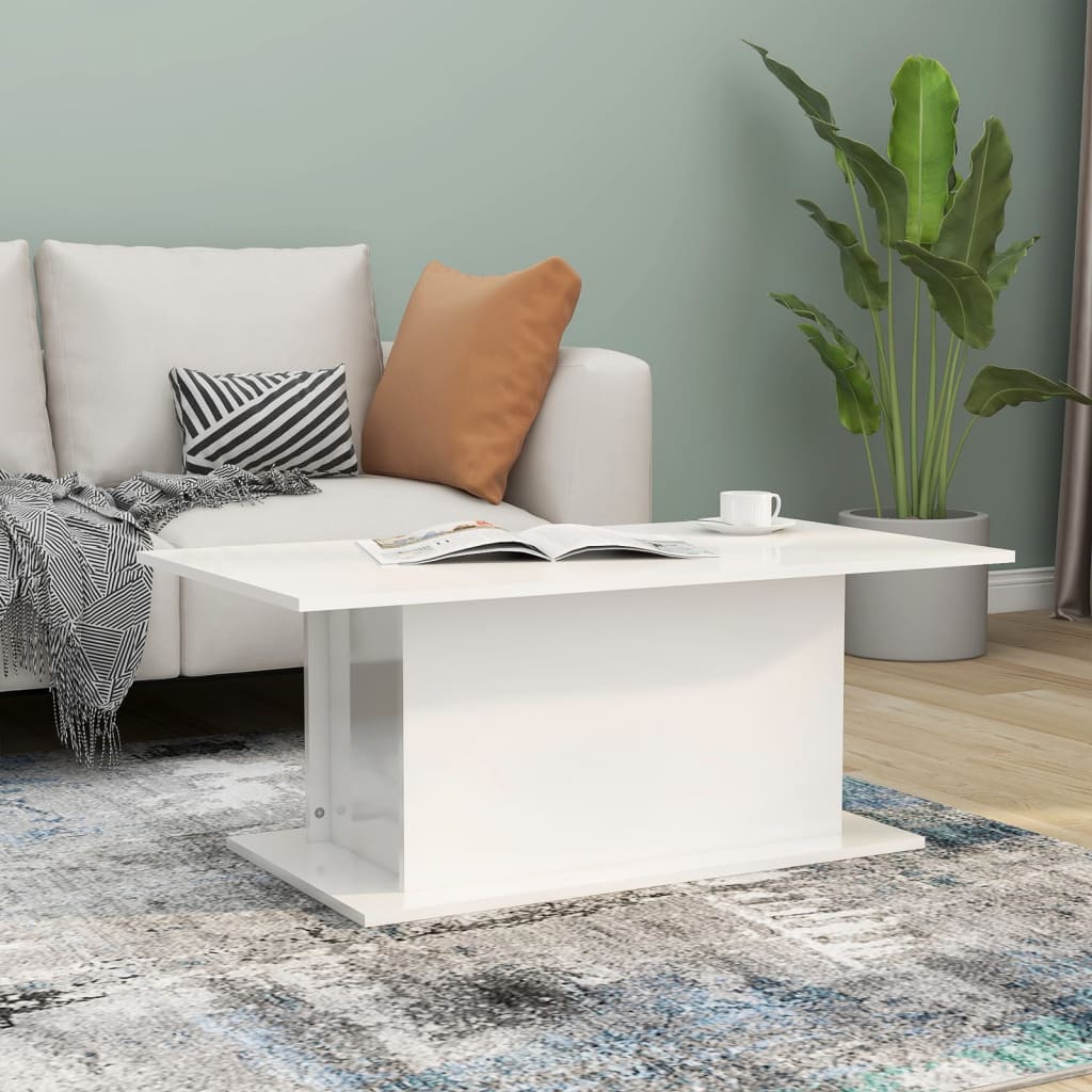 NNEVL Coffee Table High Gloss White 102x55.5x40 cm Chipboard-0