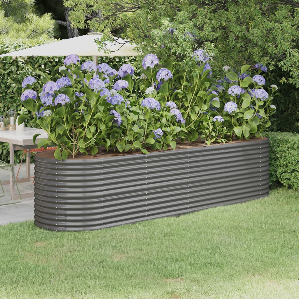 NNEVL Garden Planter Powder-coated Steel 296x80x68 cm Grey-0