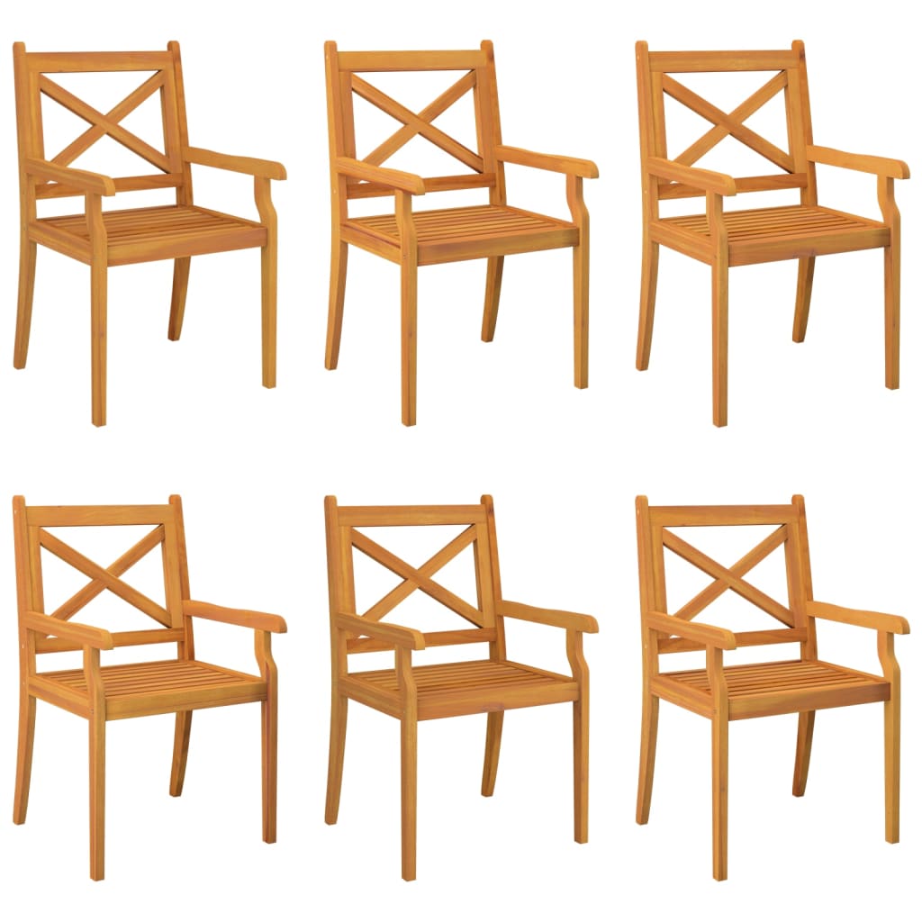 NNEVL Outdoor Dining Chairs 6 pcs Solid Wood Acacia-1