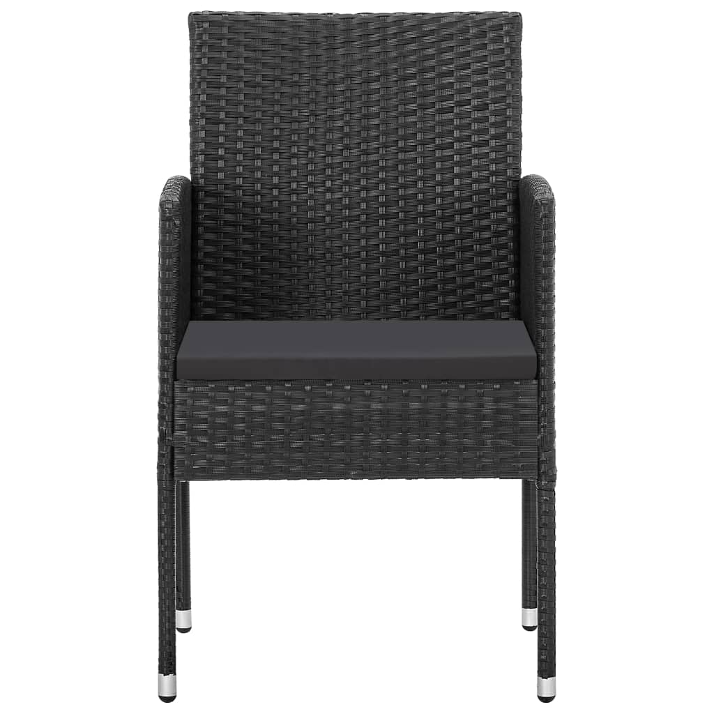 NNEVL Garden Chairs with Black Cushions 4 pcs Black Poly Rattan-2