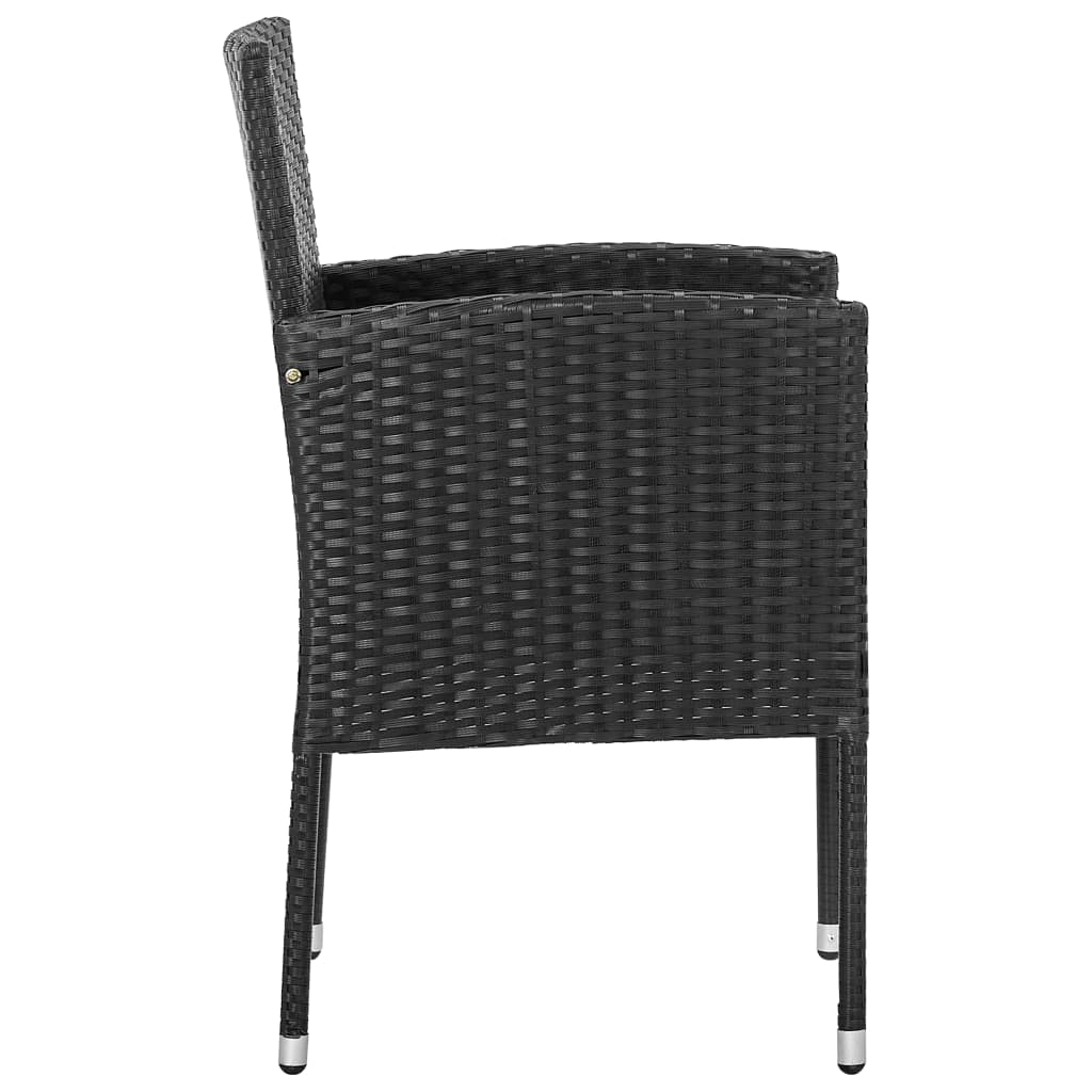 NNEVL Garden Chairs with Black Cushions 4 pcs Black Poly Rattan-3