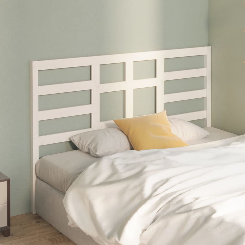 NNEVL Bed Headboard White 141x4x104 cm Solid Wood Pine-2