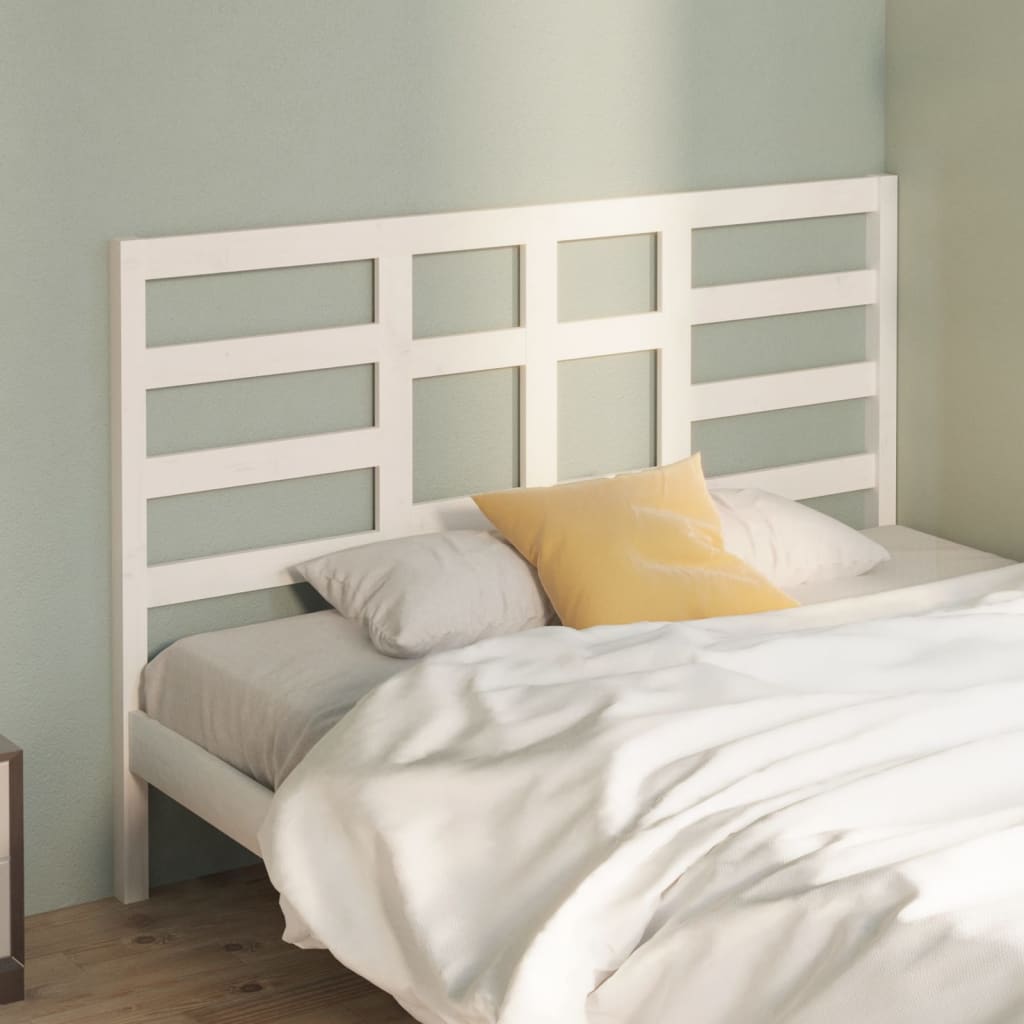 NNEVL Bed Headboard White 141x4x104 cm Solid Wood Pine-0