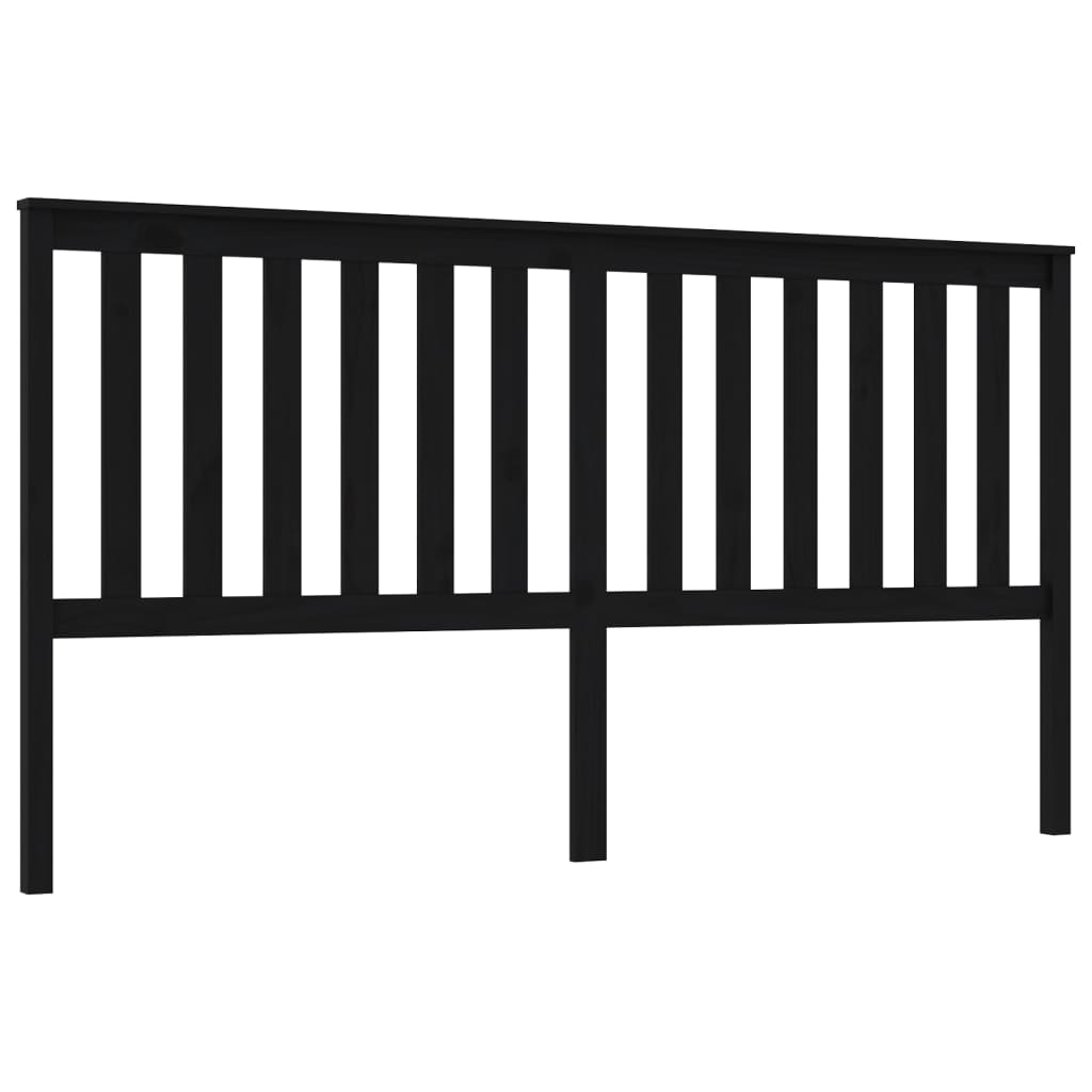 NNEVL Bed Headboard Black 186x6x101 cm Solid Wood Pine-1
