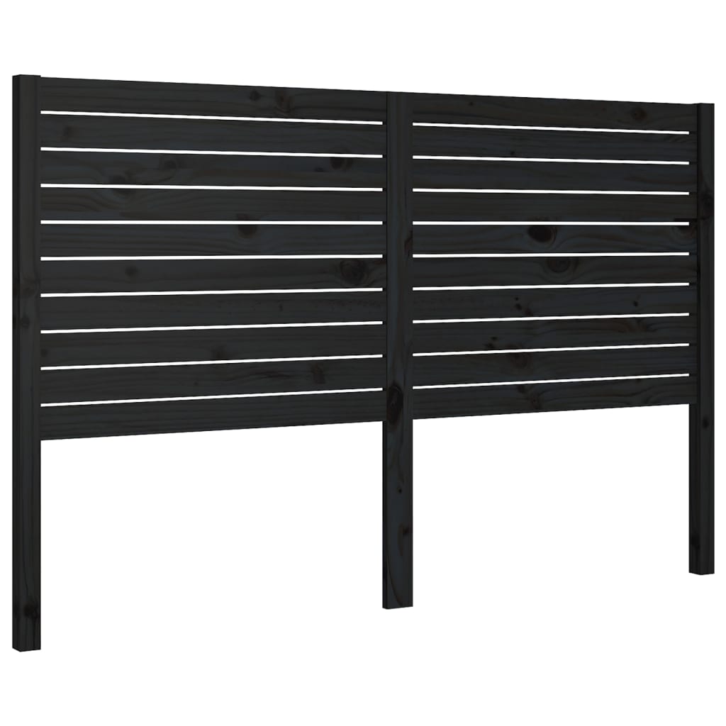NNEVL Bed Headboard Black 186x4x100 cm Solid Wood Pine-1