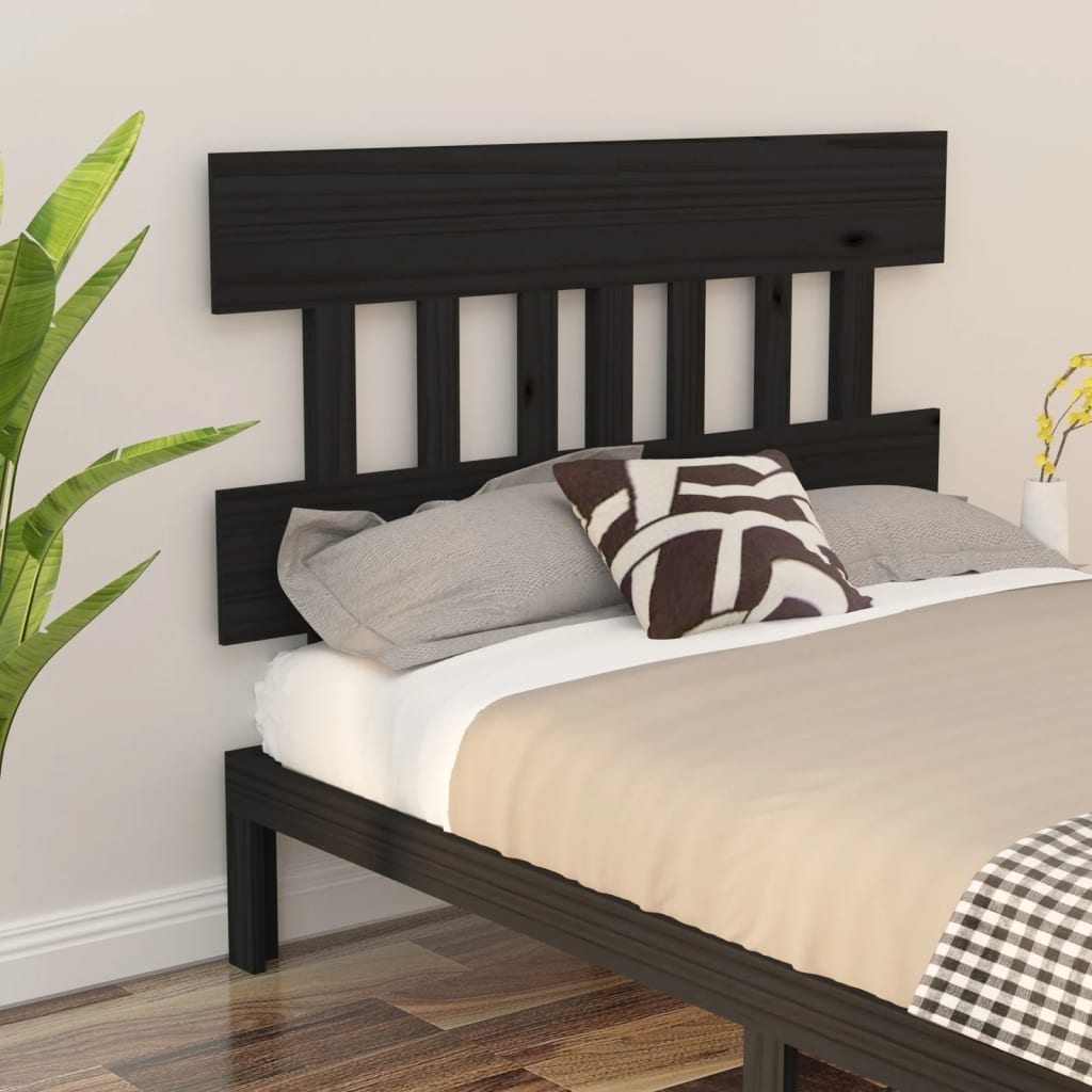 NNEVL Bed Headboard Black 138.5x3x81 cm Solid Wood Pine-3