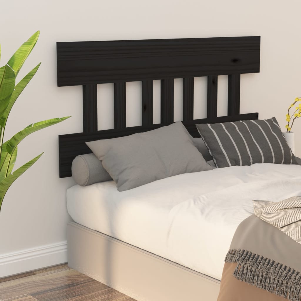 NNEVL Bed Headboard Black 138.5x3x81 cm Solid Wood Pine-0