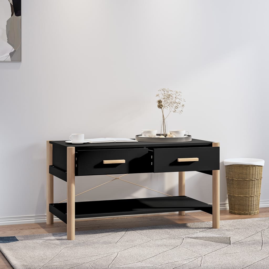 NNEVL Coffee Table Black 82x48x45 cm Engineered Wood-2