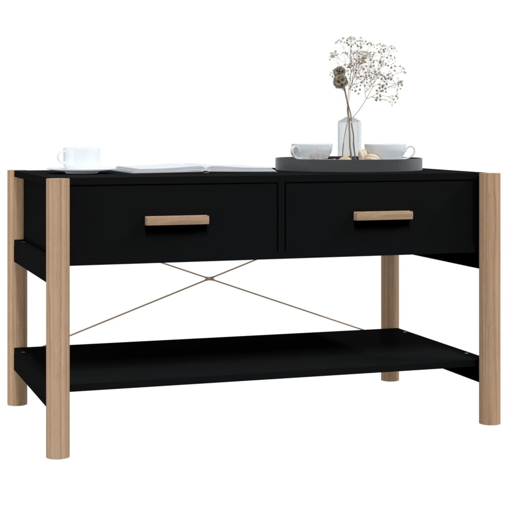 NNEVL Coffee Table Black 82x48x45 cm Engineered Wood-3