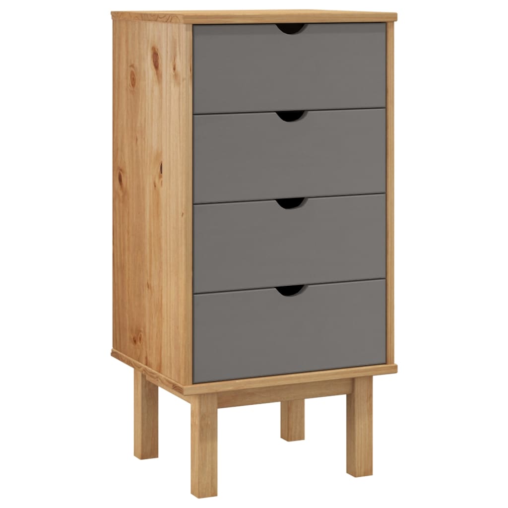 NNEVL Drawer Cabinet OTTA Brown&Grey 45x39x90cm Solid Wood Pine-1