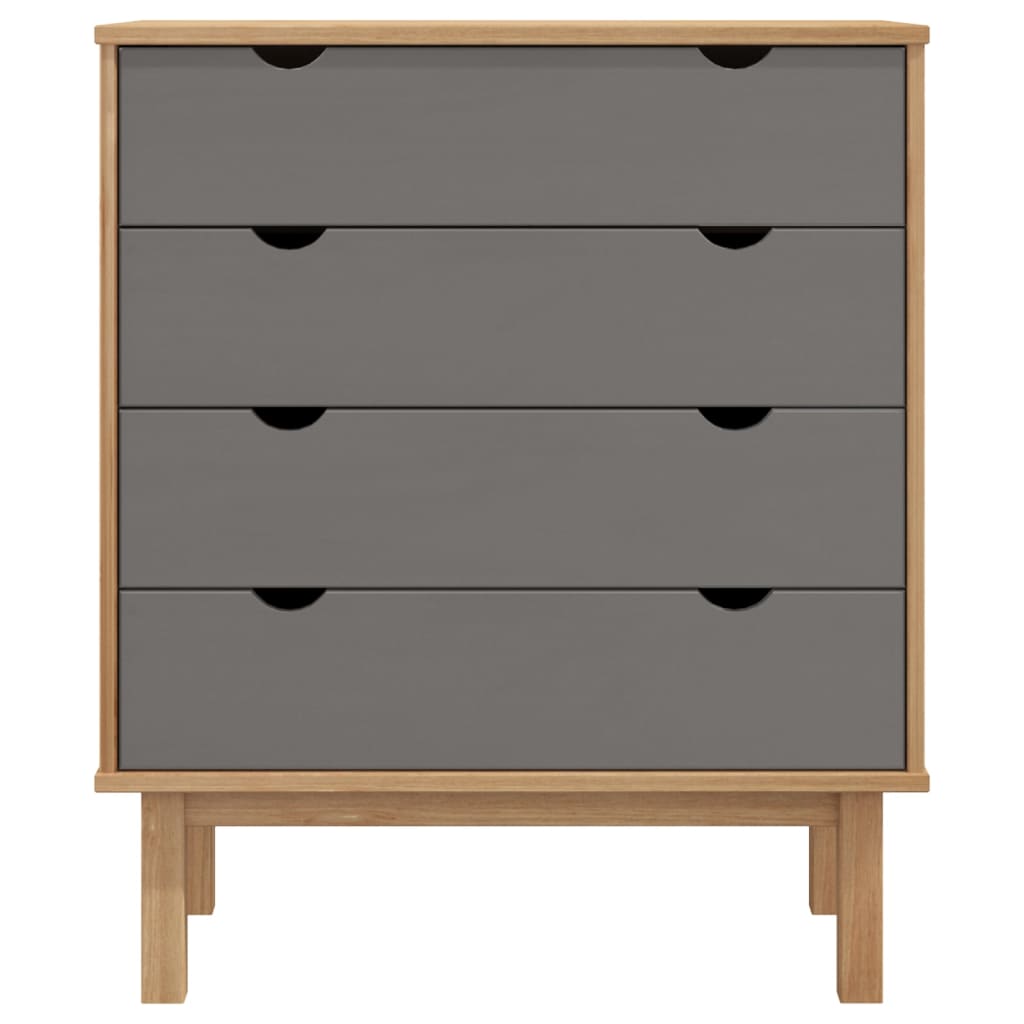 NNEVL Drawer Cabinet OTTA Brown&Grey 76.5x39.5x90cm Solid Wood Pine-2