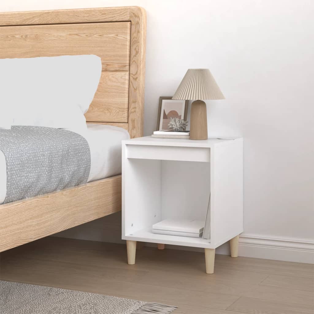 NNEVL Bedside Cabinet White 40x35x50 cm Engineered Wood-2