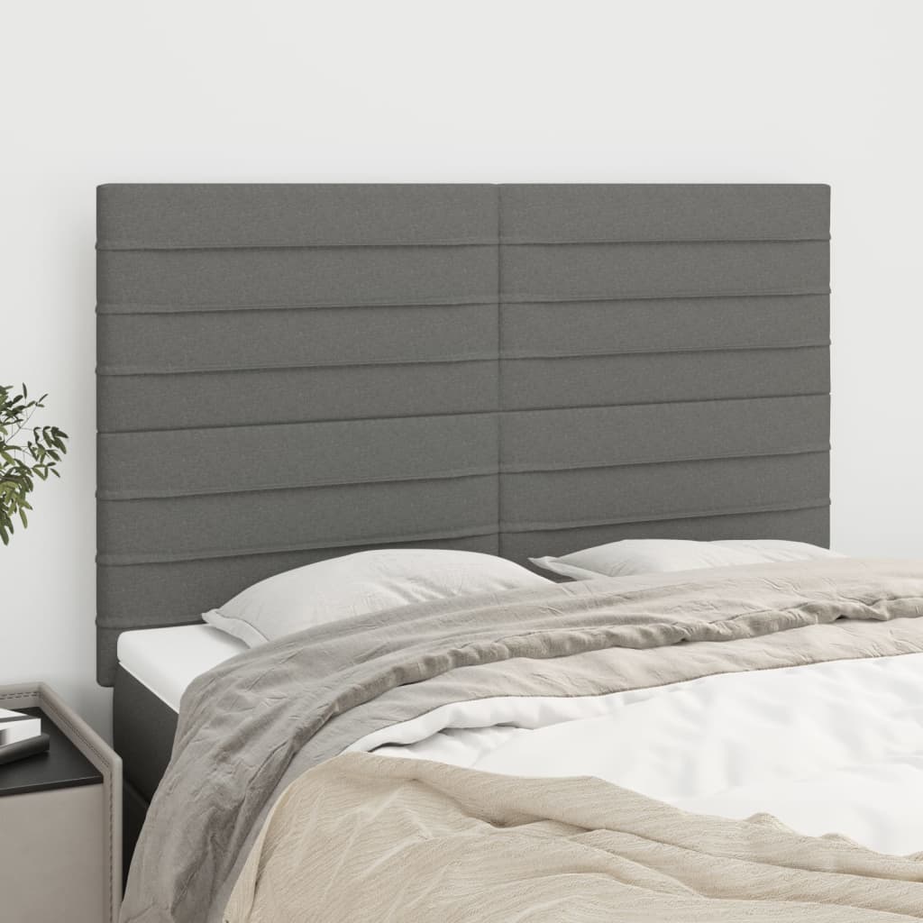 NNEVL Headboards 4 pcs Dark Grey 72x5x78/88 cm Fabric-0