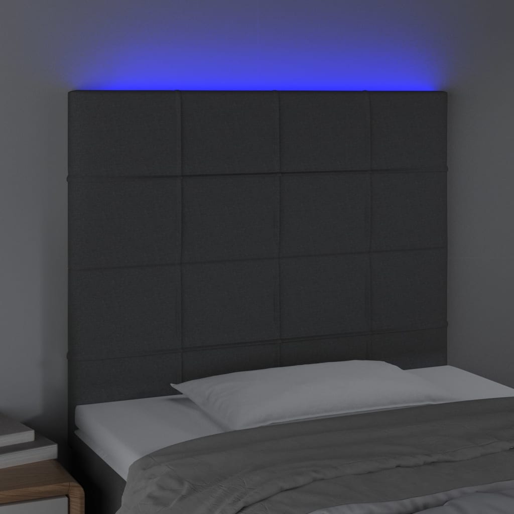 NNEVL LED Headboard Dark Grey 80x5x118/128 cm Fabric-2
