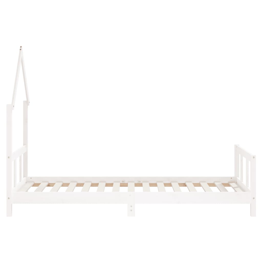 NNEVL Kids Bed Frame White 92x187 cm Single Solid Wood Pine-4