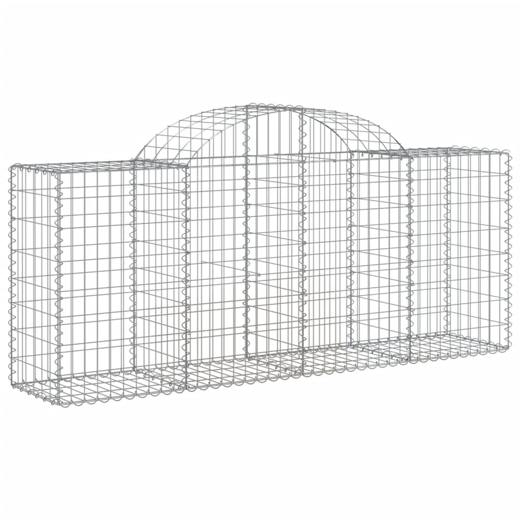 NNEVL Arched Gabion Baskets 3 pcs 200x50x80/100 cm Galvanised Iron-2