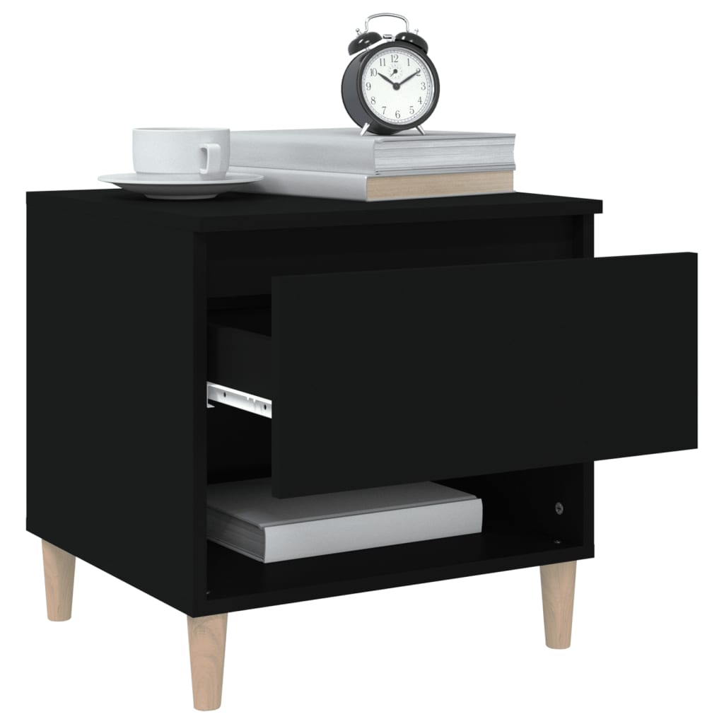 NNEVL Bedside Table Black 50x46x50 cm Engineered Wood-3