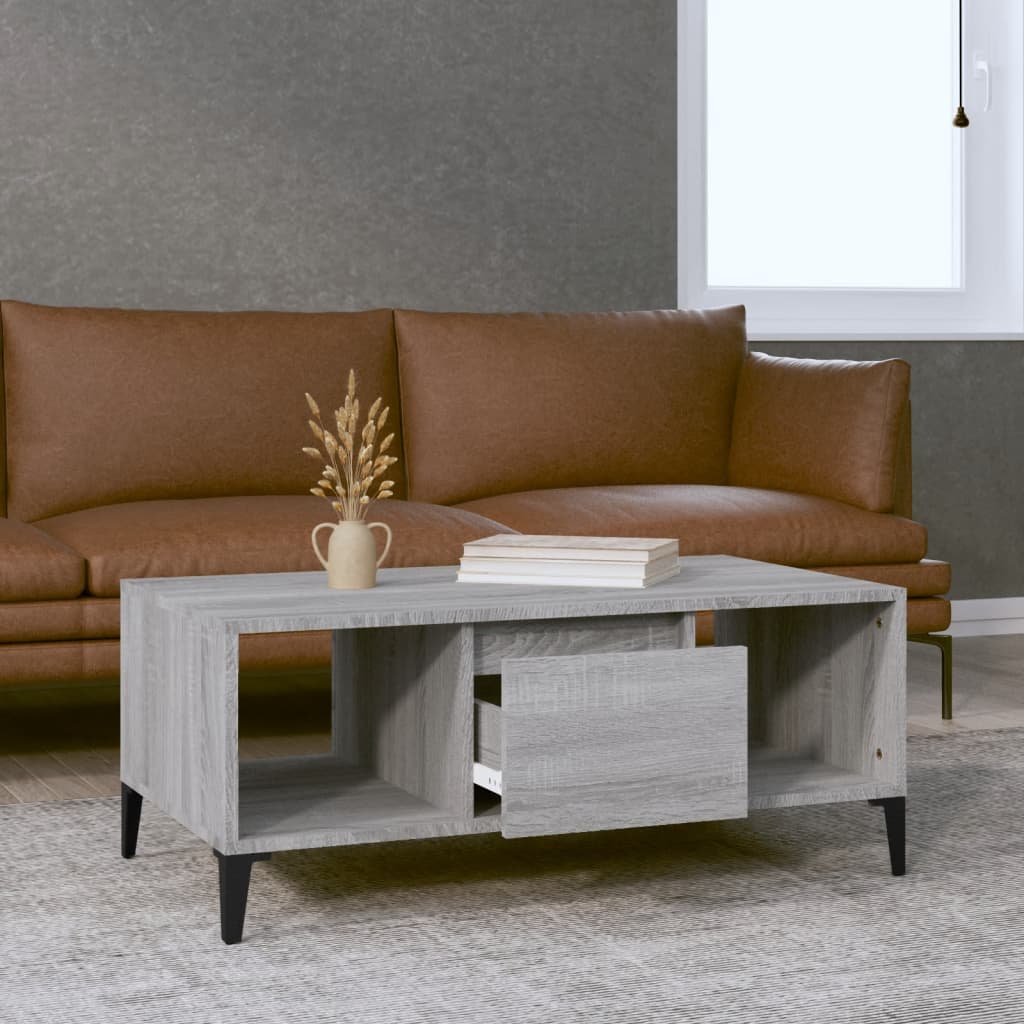 NNEVL Coffee Table Grey Sonoma 90x50x36.5 cm Engineered Wood-2