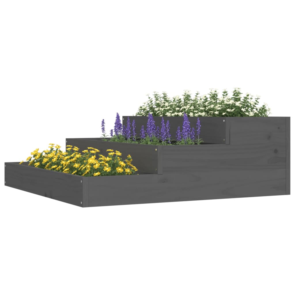 NNEVL Planter Grey 78x78x27 cm Solid Wood Pine-2