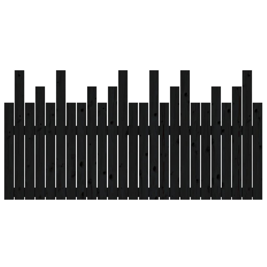 NNEVL Wall Headboard Black 159.5x3x80 cm Solid Wood Pine-4