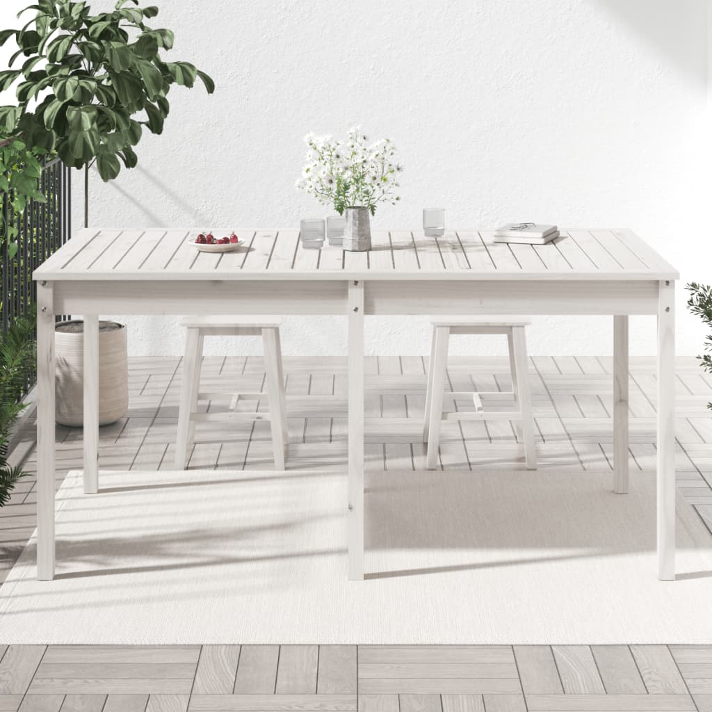 NNEVL Garden Table White 159.5x82.5x76 cm Solid Wood Pine-2