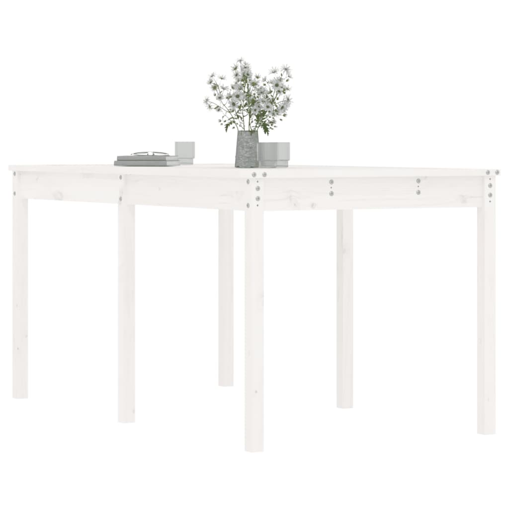 NNEVL Garden Table White 159.5x82.5x76 cm Solid Wood Pine-3