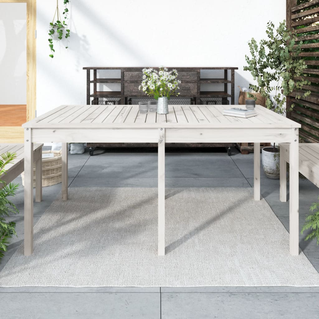NNEVL Garden Table White 159.5x82.5x76 cm Solid Wood Pine-0