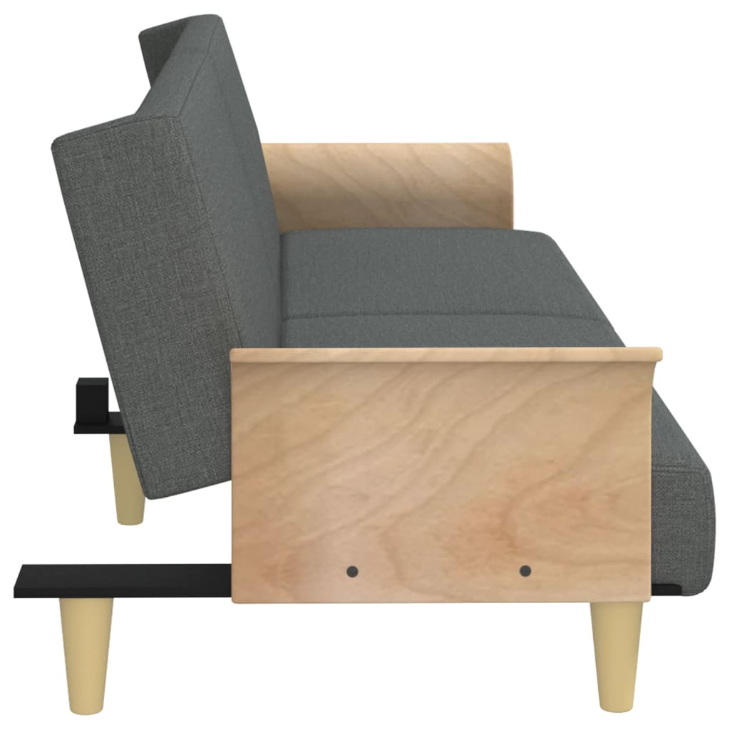 NNEVL Sofa Bed with Armrests Dark Grey Fabric-4