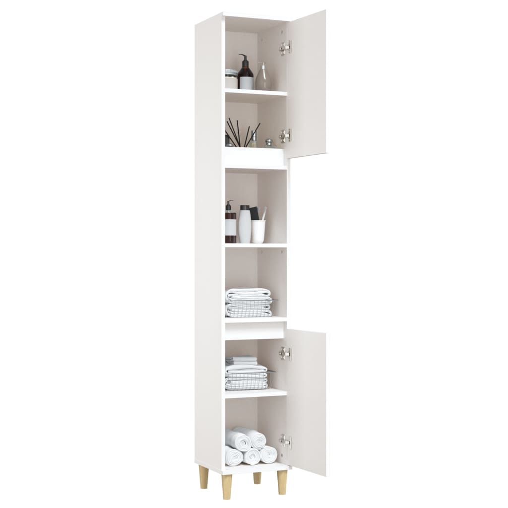 NNEVL Bathroom Cabinet White 30x30x190 cm Engineered Wood-4