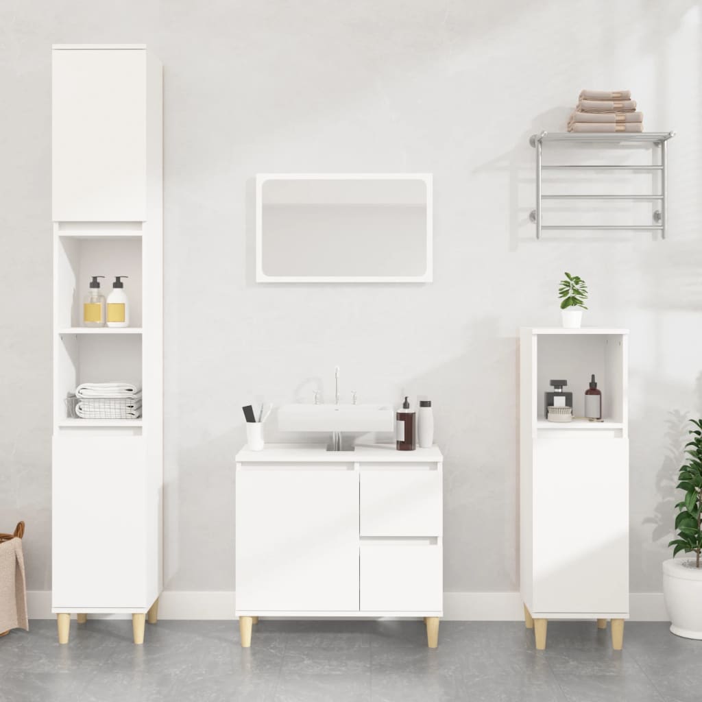 NNEVL Bathroom Cabinet White 30x30x190 cm Engineered Wood-0