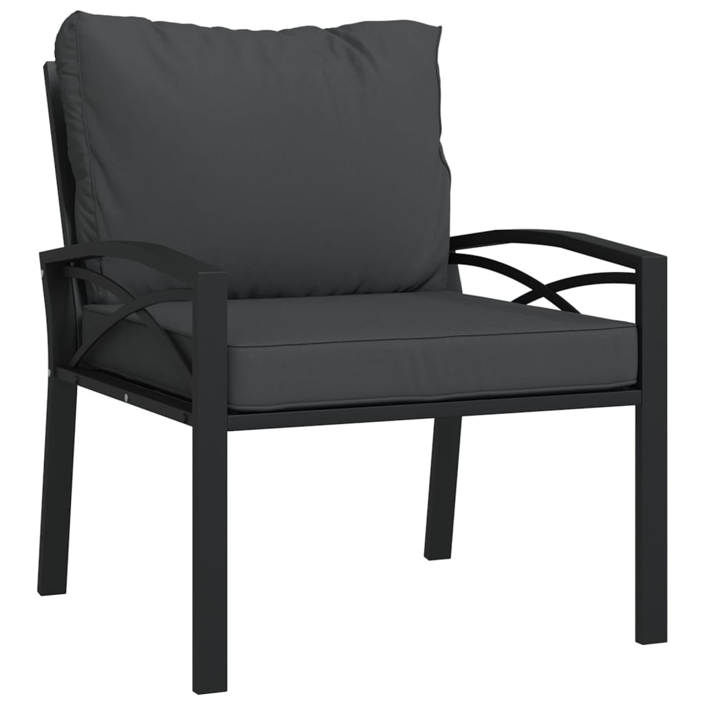 NNEVL Garden Chair with Grey Cushions 68x76x79 cm Steel-1