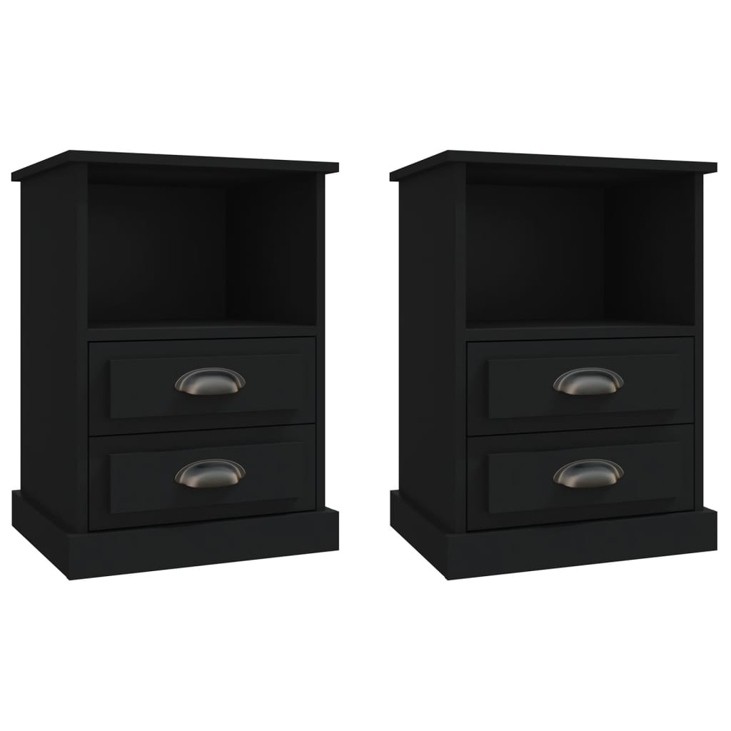 NNEVL Bedside Cabinets 2 pcs Black 43x36x60 cm-1