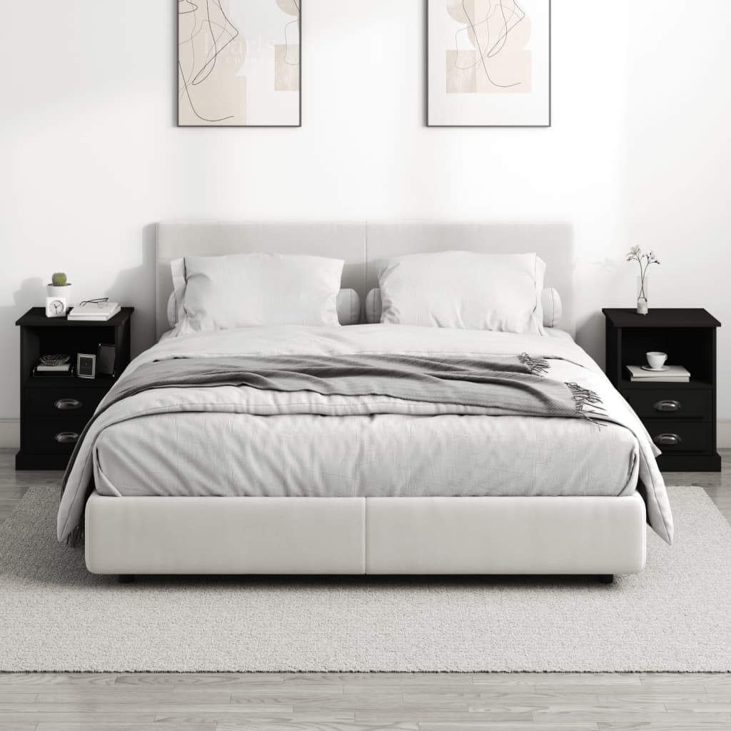 NNEVL Bedside Cabinets 2 pcs Black 43x36x60 cm-2