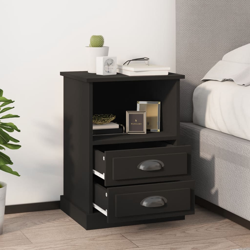 NNEVL Bedside Cabinets 2 pcs Black 43x36x60 cm-0