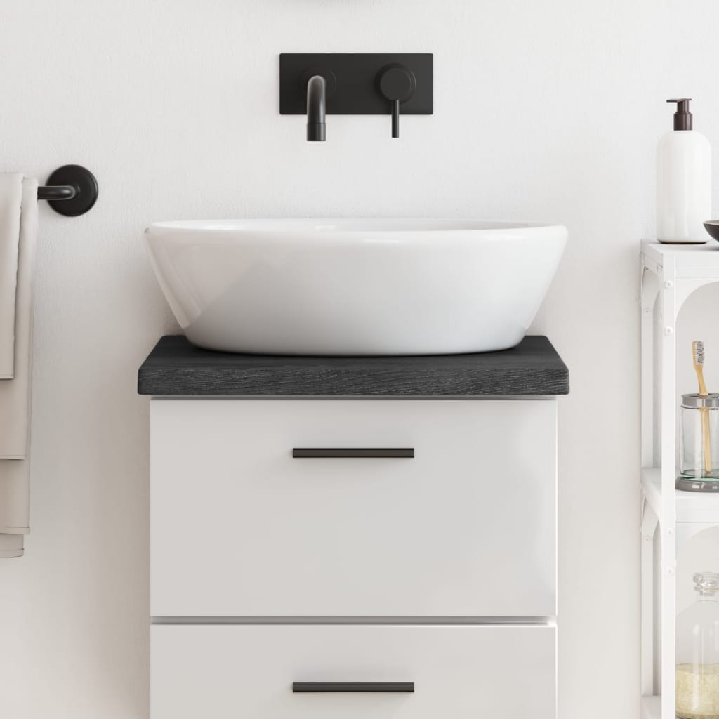 NNEVL Bathroom Countertop Dark Grey 40x40x4 cm Treated Solid Wood-0