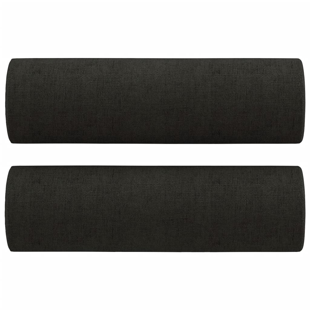 NNEVL 2-Seater Sofa with Throw Pillows Black 140 cm Fabric-4