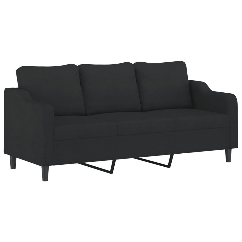 NNEVL 3-Seater Sofa with Footstool Black 180 cm Fabric