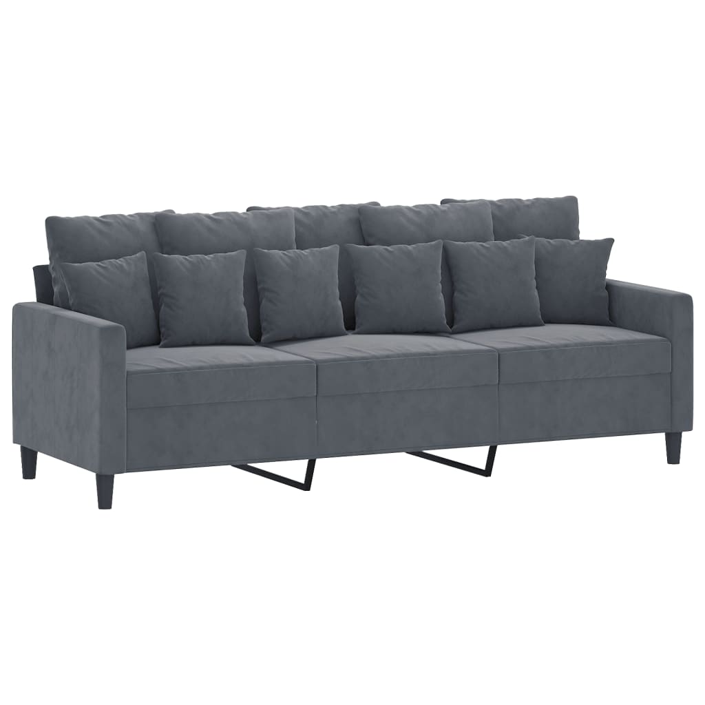 NNEVL 4 Piece Sofa Set with Cushions Dark Grey Velvet-2