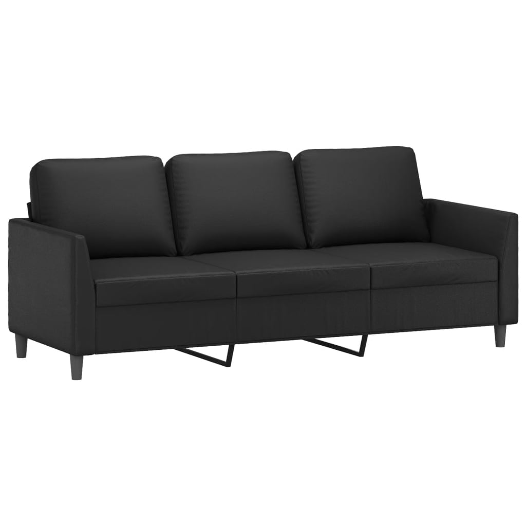 NNEVL 4 Piece Sofa Set with Cushions Black Faux Leather-4