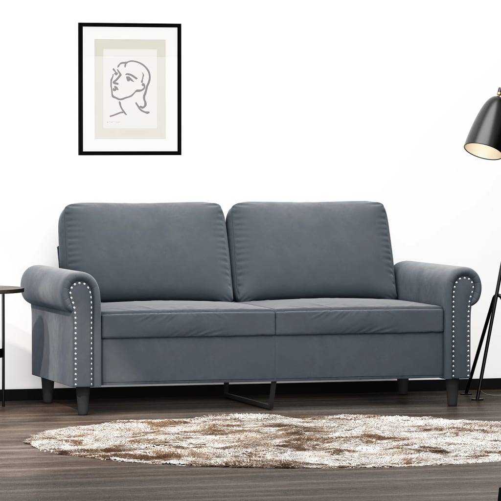 NNEVL 2-Seater Sofa Dark Grey 140 cm Velvet-0