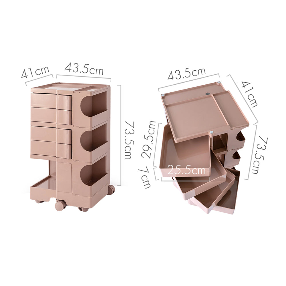 NNEDSZ Bedside Table Side Tables Nightstand Organizer Replica Boby Trolley 5Tier Pink-1