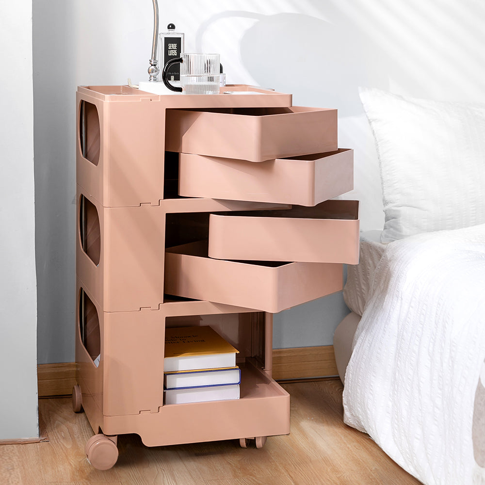 NNEDSZ Bedside Table Side Tables Nightstand Organizer Replica Boby Trolley 5Tier Pink-4