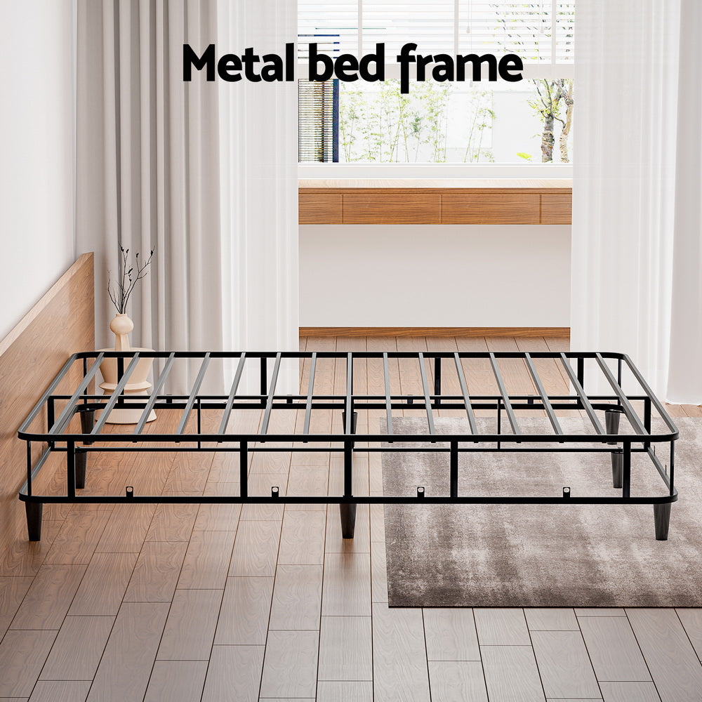 NNEDSZ Artiss Bed Frame King Size Metal Grey MASON-4