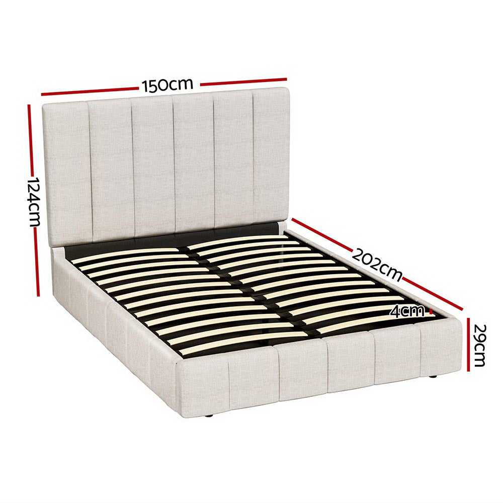 NNEDSZ Artiss Bed Frame Double Size Beige TETTE-1