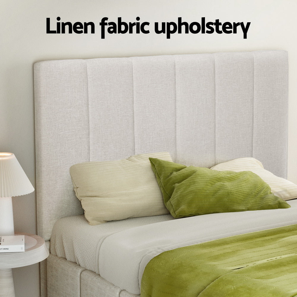 NNEDSZ Artiss Bed Frame Double Size Beige TETTE-3