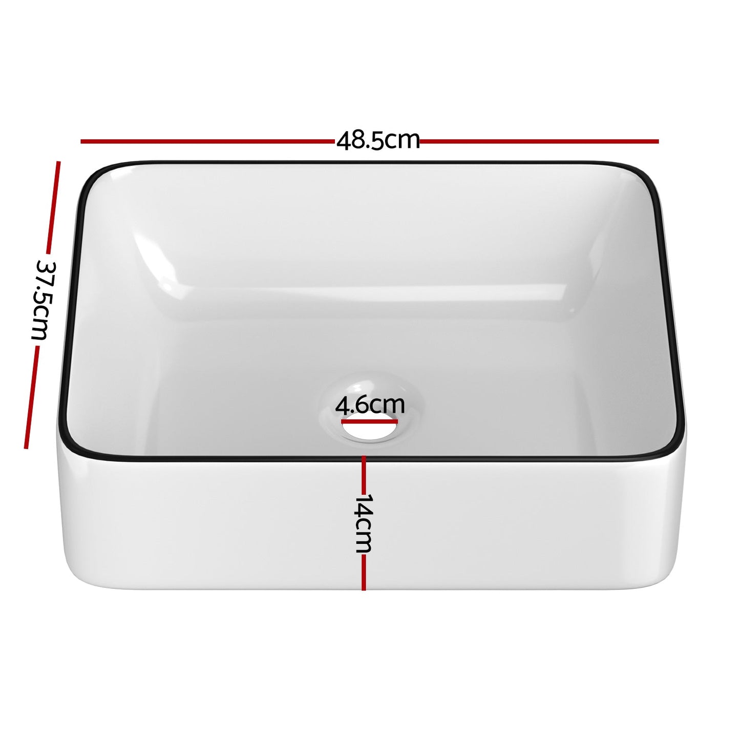 NNEDSZ Cefito Bathroom Basin Ceramic Vanity Sink Hand Wash Bowl Above Counter 48x37cm-1