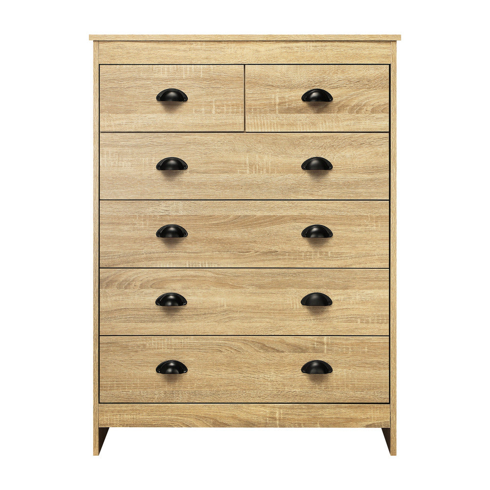 NNEED Tallboy Chest of Drawer with 6 Drawers Natural Wood-4